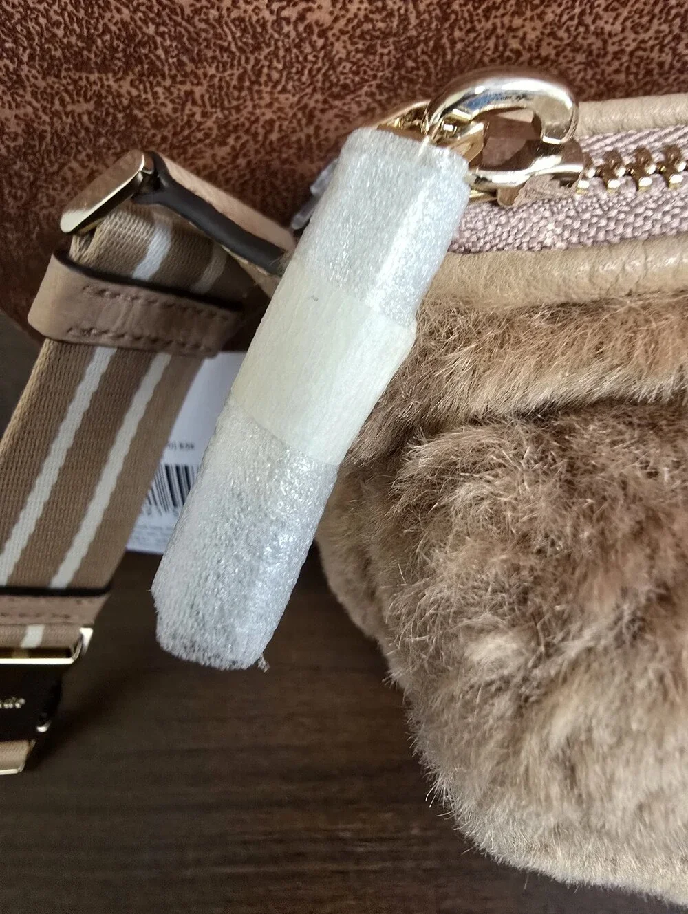NWT Kate Spade Rosie Faux Fur Belt Bag Light Fawn